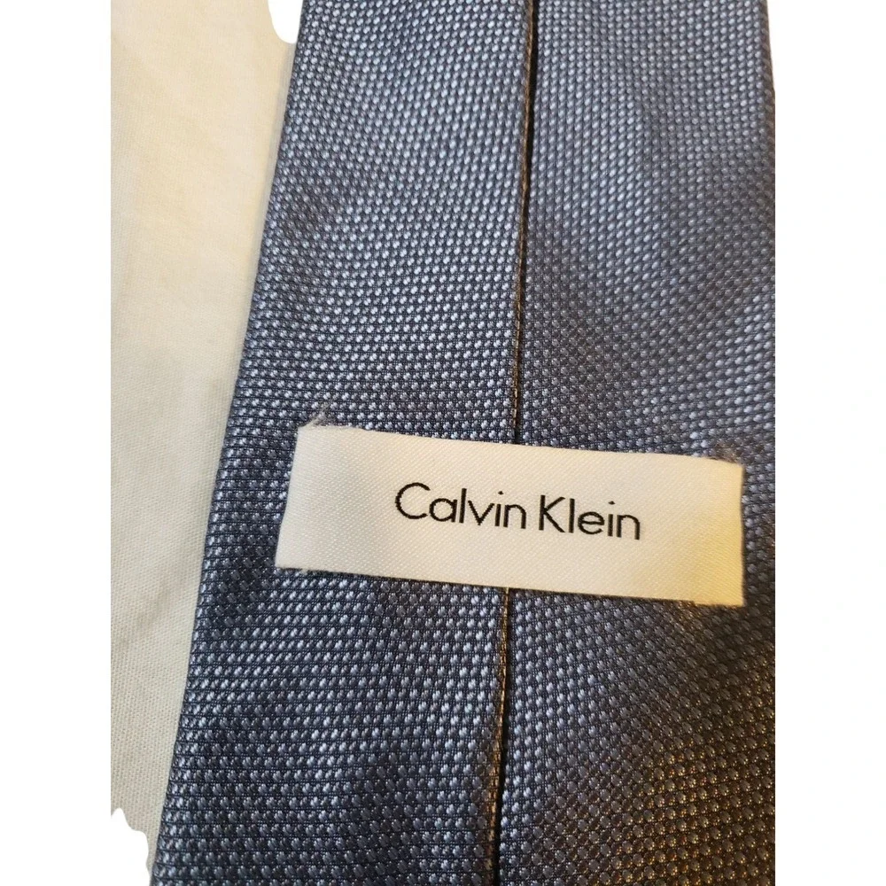 Calvin Klein Mens Tie Necktie Designer‎ Luxury Blue Gray Pin Dot Business Suit